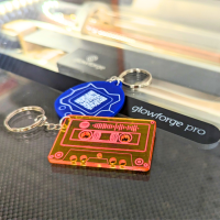 Laser engrave a scannable spotify link or QR code onto a throwback acrylic keychain for just $5, Design Lab at Madjax
