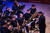 Ball State Jazz ensembles performing in Sursa Hall